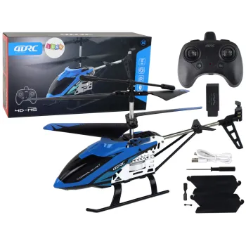 Aluminiowy helikopter RC 2.4G w kolorze niebieskim podczas lotu