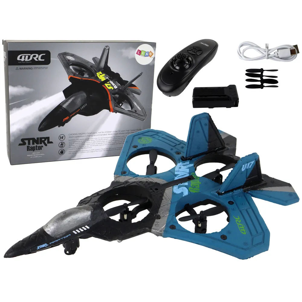 Zdalnie sterowany samolot myśliwiec w ciemnoniebieskim kolorze