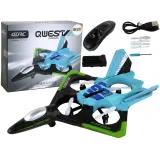 Niebieski samolot RC z kolorowymi światłami podczas lotu