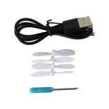 Model samolotu RC z wymiennymi śmigłami, kabel i akumulator w zestawie