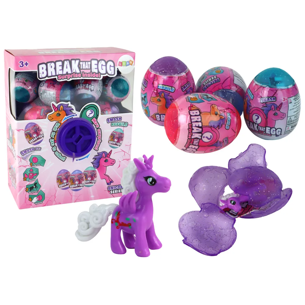 Brokatowe pękające jajka z jednorożcami w kolorowych skorupach – zestaw 12 sztuk