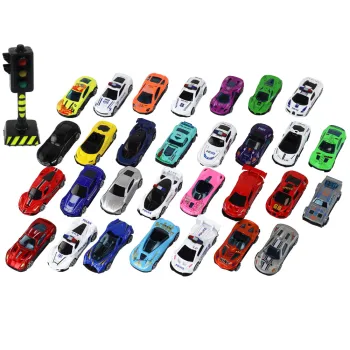 Zestaw Aluminiowych Resoraków W Pudełku 30 Sztuk Autka Sportowe Policyjne