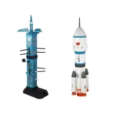 Figurki astronautów i rakieta do kreatywnej zabawy kosmicznej