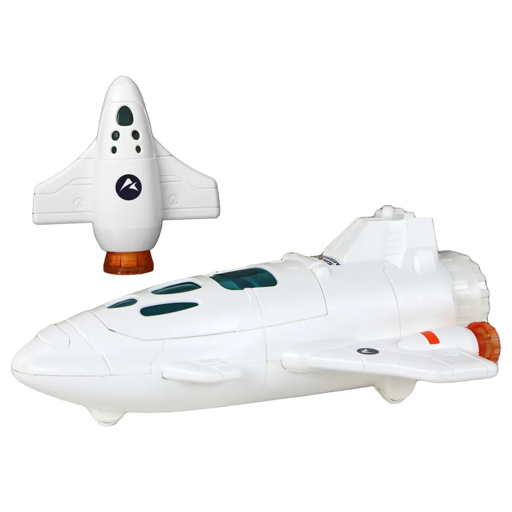 Elementy zestawu kosmicznego rozłożone na białym tle