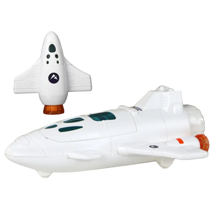 Elementy zestawu kosmicznego rozłożone na białym tle