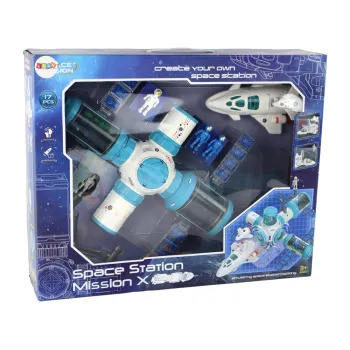 Pudełko zestawu Kosmos Rakieta Stacja Kosmiczna 17 elementów