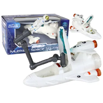 Zabawka rakieta kosmiczna z efektami świetlnymi na tle gwiazd