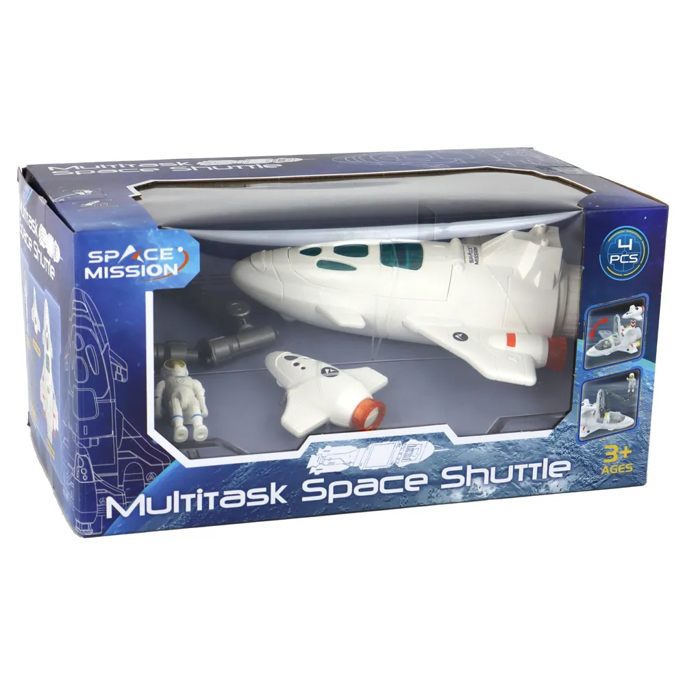 Dron i mechaniczne ramię jako akcesoria zestawu kosmicznego dla dzieci