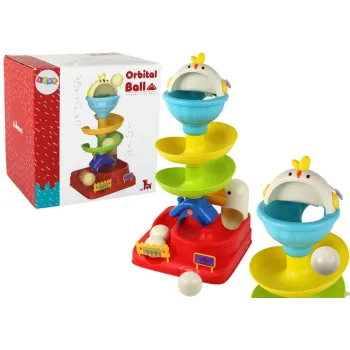 Zabawka sensoryczna z kolorową zjeżdżalnią i kurczakiem dla dzieci