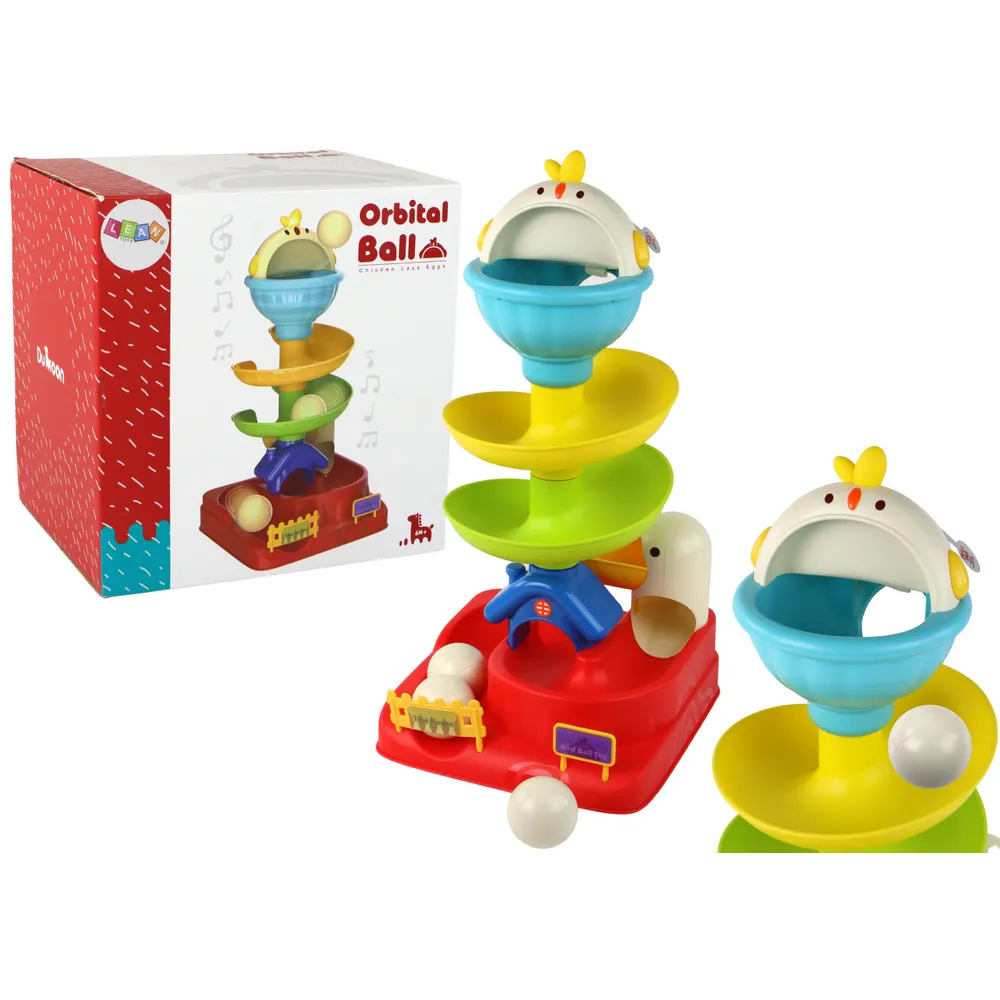Zabawka sensoryczna z kolorową zjeżdżalnią i kurczakiem dla dzieci