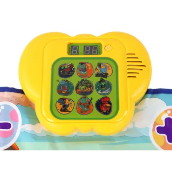 Kolorowa mata do tańca z wyraźnymi dinozaurami i świecącymi polami