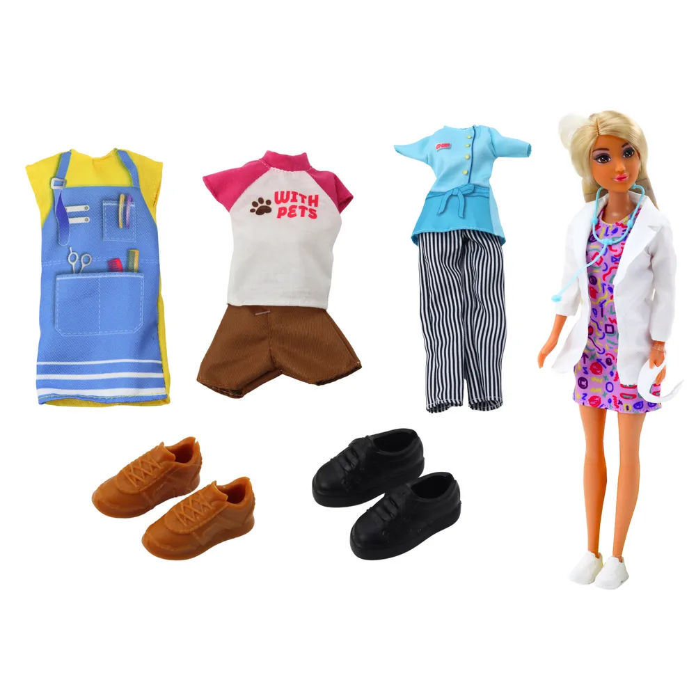 Lalka Anlily jako lekarz, fryzjer, kucharka oraz opiekunka zwierząt