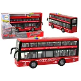 Czerwony autobus piętrowy zabawkowy na baterie w skali 1:16 z efektami świetlnymi