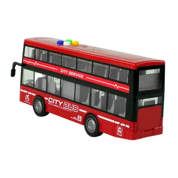 Zbliżenie na detal czerwonego autobusu piętrowego z napędem frykcyjnym