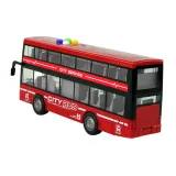 Zbliżenie na detal czerwonego autobusu piętrowego z napędem frykcyjnym