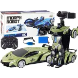 Zielony samochód-robot RC w trakcie transformacji w robota