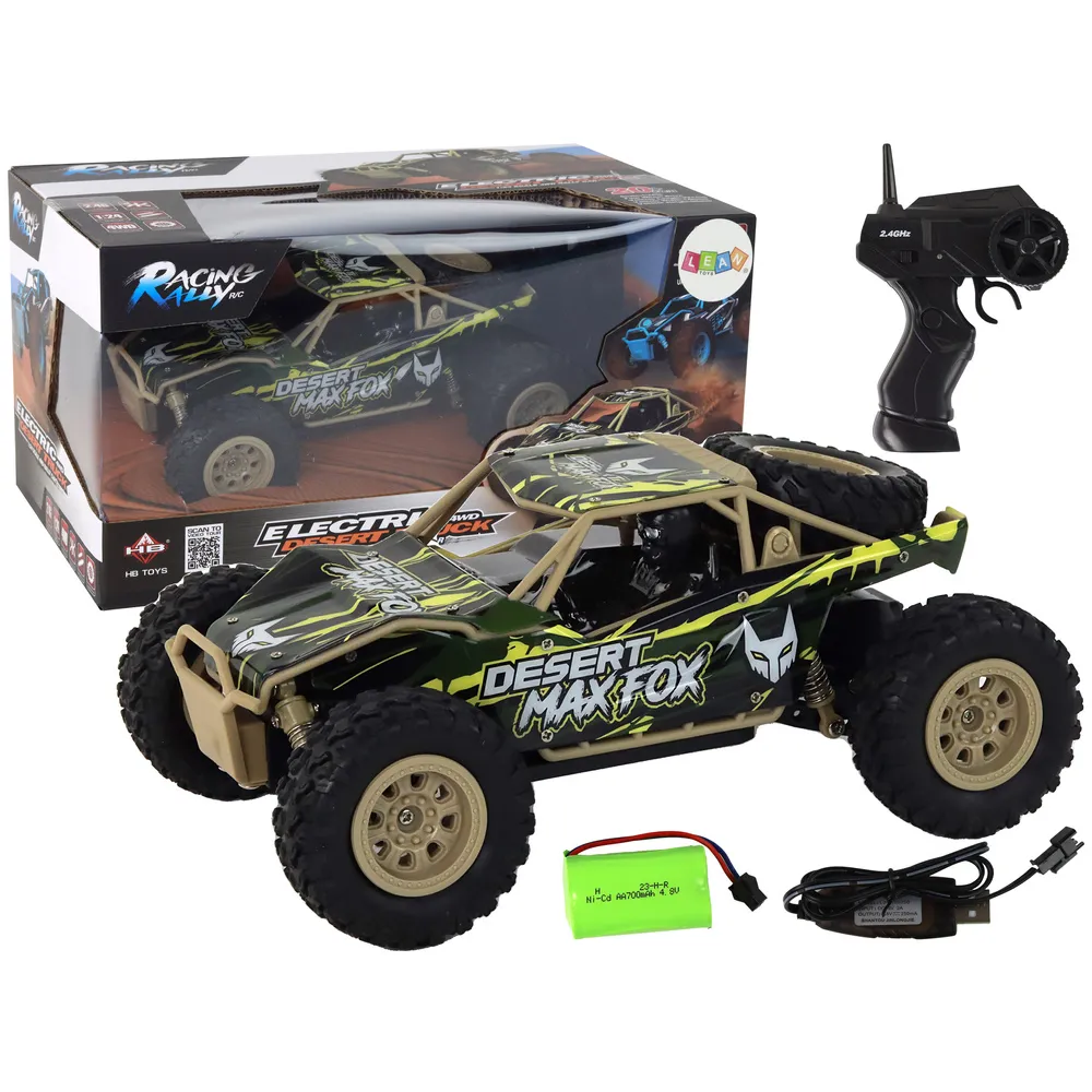 Zdalnie sterowane auto terenowe R/C w brązowo-zielonym kolorze 1:24