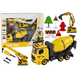 Zestaw pojazdów budowlanych 1:12 DIY dla dzieci z dźwiękiem i światłami