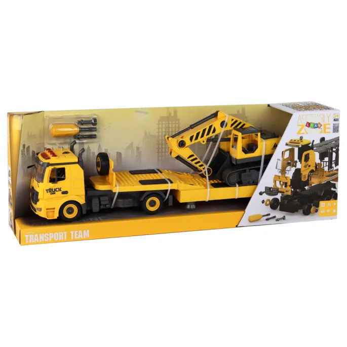 Elementy zestawu laweta do samodzielnego składania dla dzieci