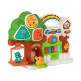 Pianinko muzyczne z figurkami ptaszka i misia na tle leśnej scenerii