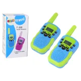 Zielono-niebieskie krótkofalówki walkie talkie dla dzieci z zasięgiem do 3 km