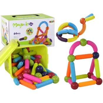Duży zestaw klocków magnetycznych dla dzieci w praktycznym kuferku