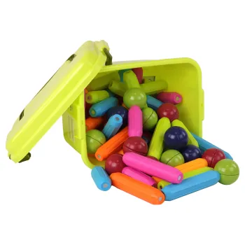 Duży Zestaw Klocków Magnetycznych W Kuferku 64 Elementy