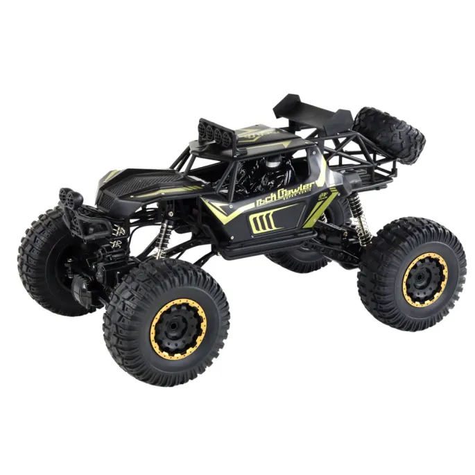 Widok dużego auta RC z napędem 4x4 i gumowymi oponami