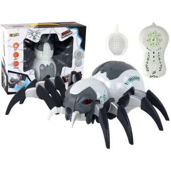Biało-szary zdalnie sterowany pająk RC prezentowany pod różnym kątem