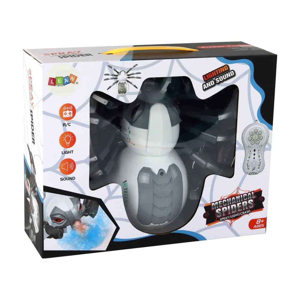 Komplet: duży zdalnie sterowany pająk, pilot i opakowanie produktowe