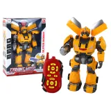 Duży robot zdalnie sterowany R/C w żółtym kolorze z efektami świetlnymi