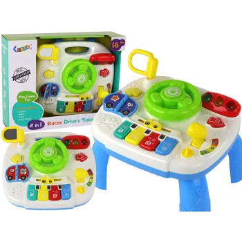 Interaktywny stolik edukacyjny 2w1 z kierownicą dla małych dzieci