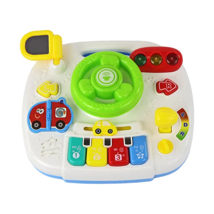 Stolik edukacyjny dla maluchów z pianinkiem oraz obrazkami pojazdów