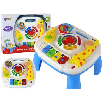 Edukacyjny stolik 2w1 z motywem żyrafy dla dzieci powyżej 18 miesięcy