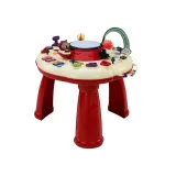 Stolik edukacyjny z kolorowymi motywami zwierząt i świecącym bębenkiem