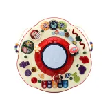 Czerwony stolik z pianinkiem i elementami dźwiękowymi dla dzieci