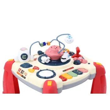 Interaktywny Stoliczek Edukacyjny Panel Dziecięcy Pianinko Kosmos Czerwony