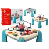 Niebieski interaktywny stoliczek edukacyjny z motywem kosmosu dla dzieci