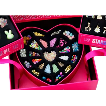 Zestaw Do Robienia Biżuterii DIY Koraliki Zawieszki Szkatułka 1267 ele.