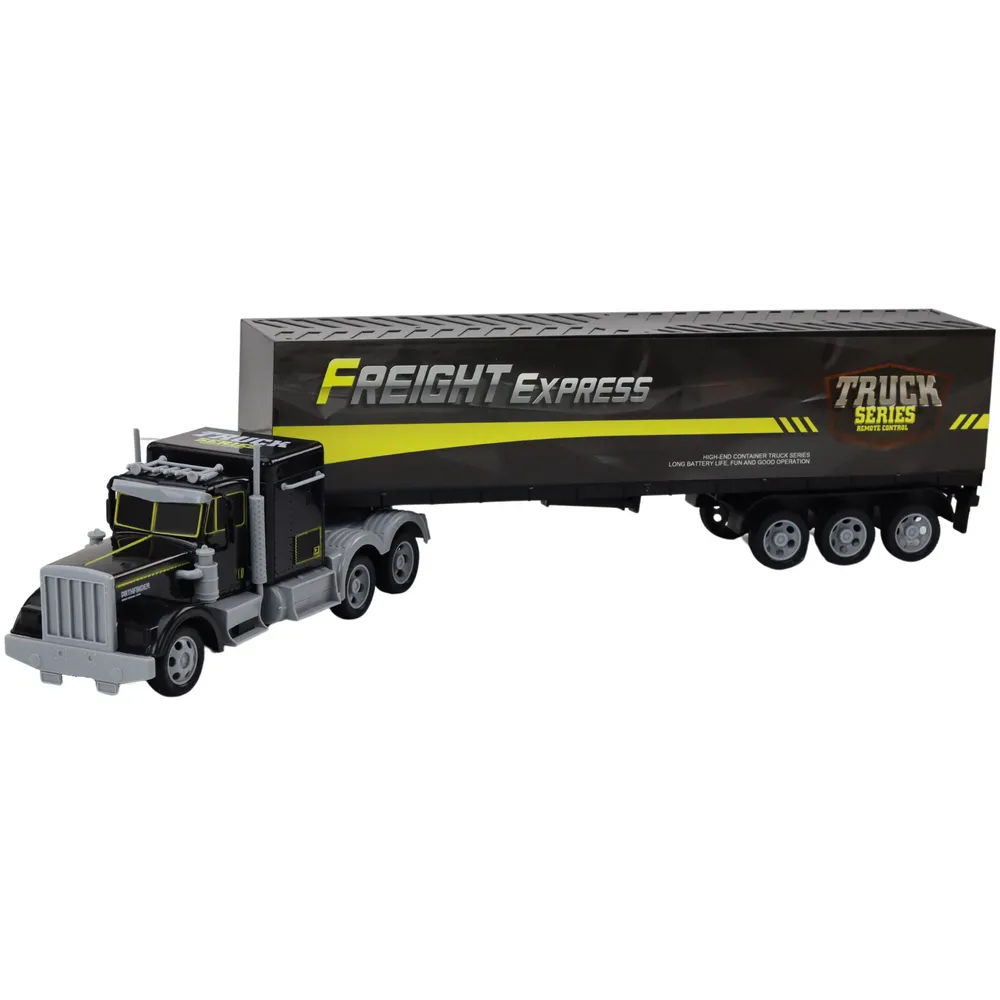 Pilotażowa ciężarówka RC 27MHz w kolorze żółtym na białym tle