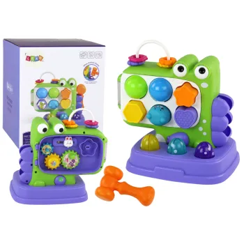 Fioletowy panel edukacyjny dinozaur do gry Whac-A-Mole dla dzieci