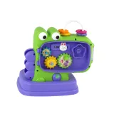 Kolorowy panel edukacyjny z literkami i kołami zębatymi dla najmłodszych