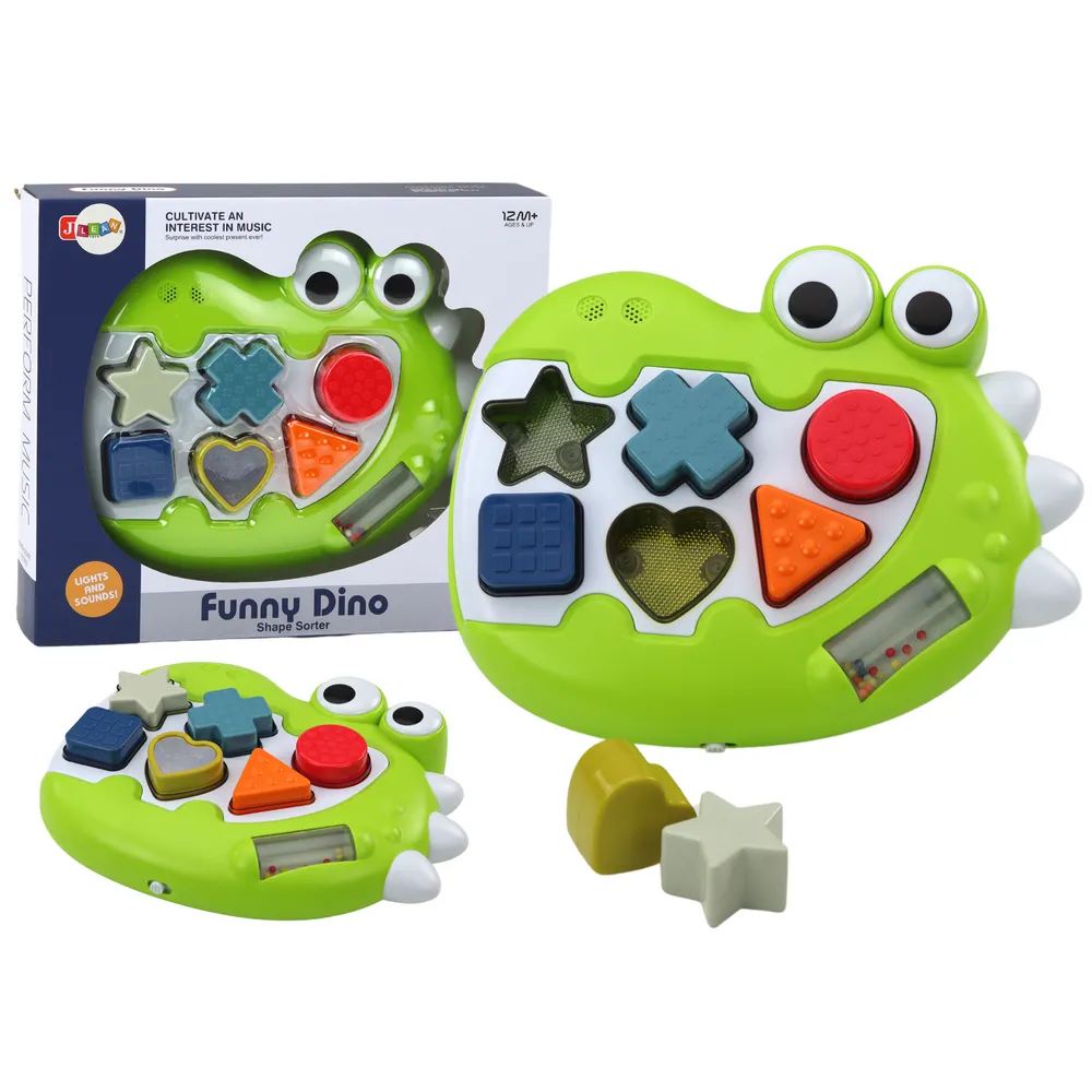 Sorter dinozaur sensoryczny z figurami geometrycznymi dla dzieci
