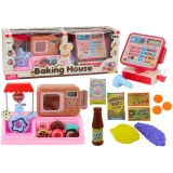 Zestaw sklepowy do zabawy w cukiernię z kasą fiskalną i mikrofalą