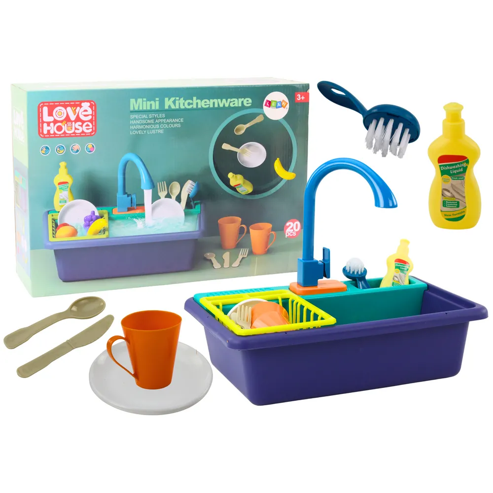 Elektryczny zlewozmywak dla dzieci z obiegiem wody i suszarką na naczynia