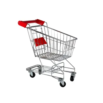 Stabilny wózek sklepowy dla dzieci z siodełkiem na pluszaka lub lalkę