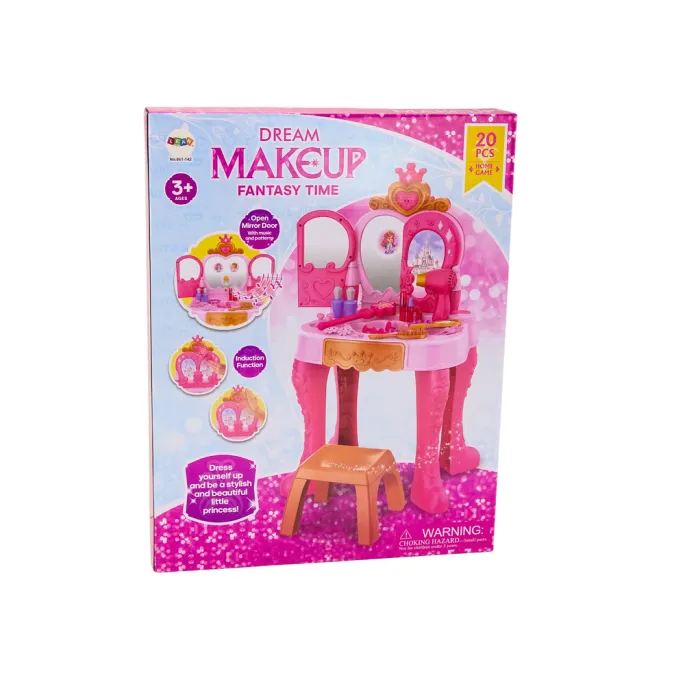 Toaletka dla dziewczynki z szufladą, suszarką i bogatym zestawem akcesoriów