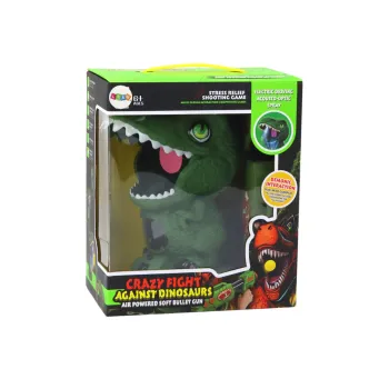 Elementy zestawu: dinozaur, pistolet, miękkie kulki i buteleczka do wody