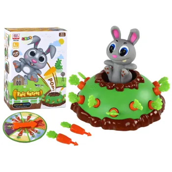 Gra Wyrwij Marchewki ze skaczącym królikiem na kolorowej tarczy do zabawy