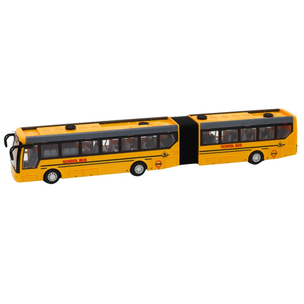 Detal przegubowego autobusu szkolnego RC z gumowymi kołami